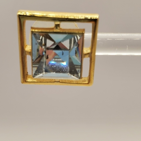 VINTAGE AVON GOLD TONE CLEAR RHINESTONE NECKLACE EARRINGS SET POST BACK JEWELRY - Picture 7 of 12